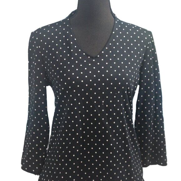 Isaac Mizrahi Black & White Pima Cotton Printed Top Size XS US 2–4 - Picture 2 of 7